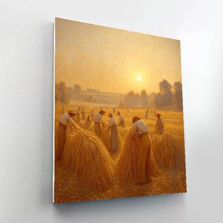Jean Francois Millet Inspired Harvest Under Setting Sun paint by color