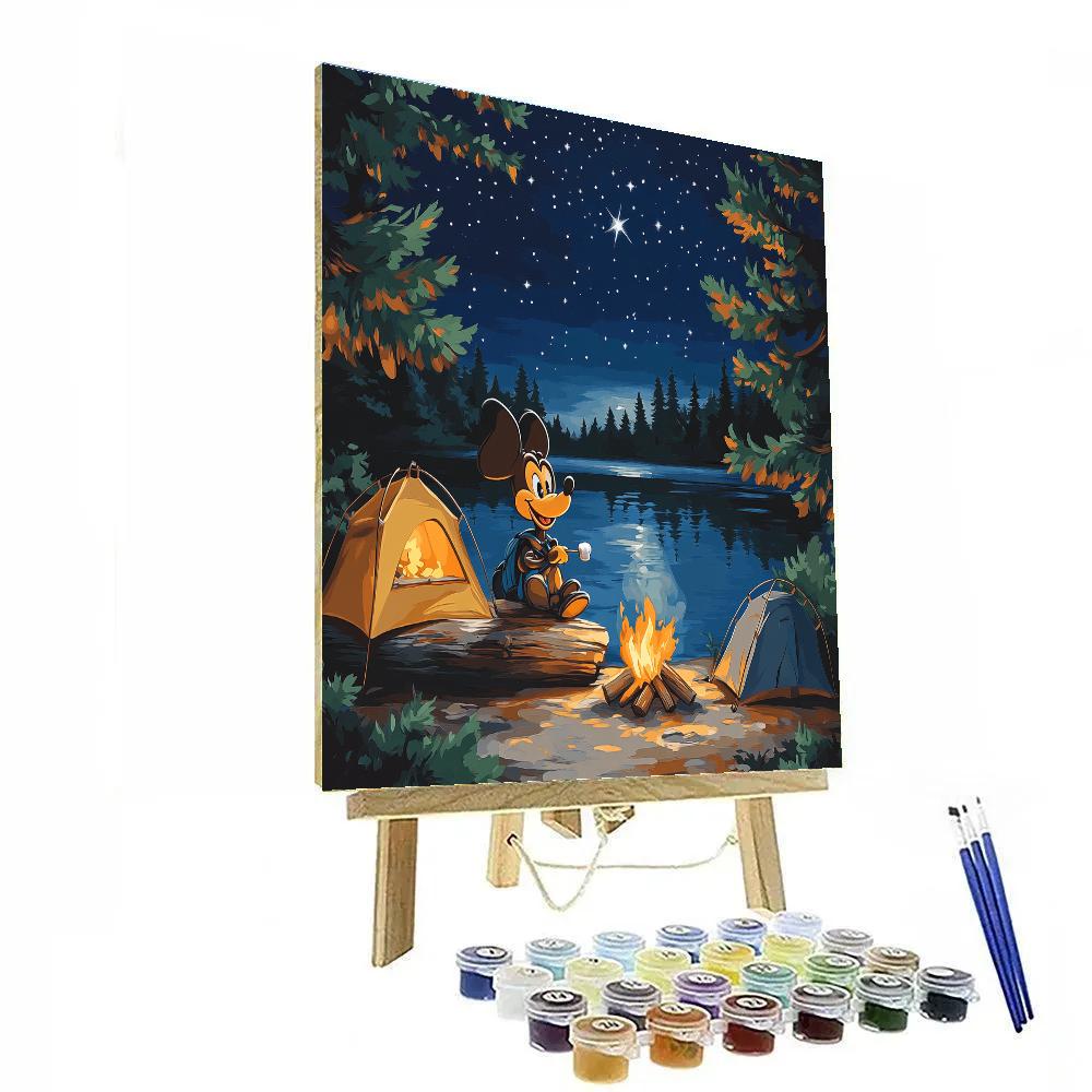 Goofy Lakeside Camping Marshmallow Night Disney Inspired DIY paint by numbers