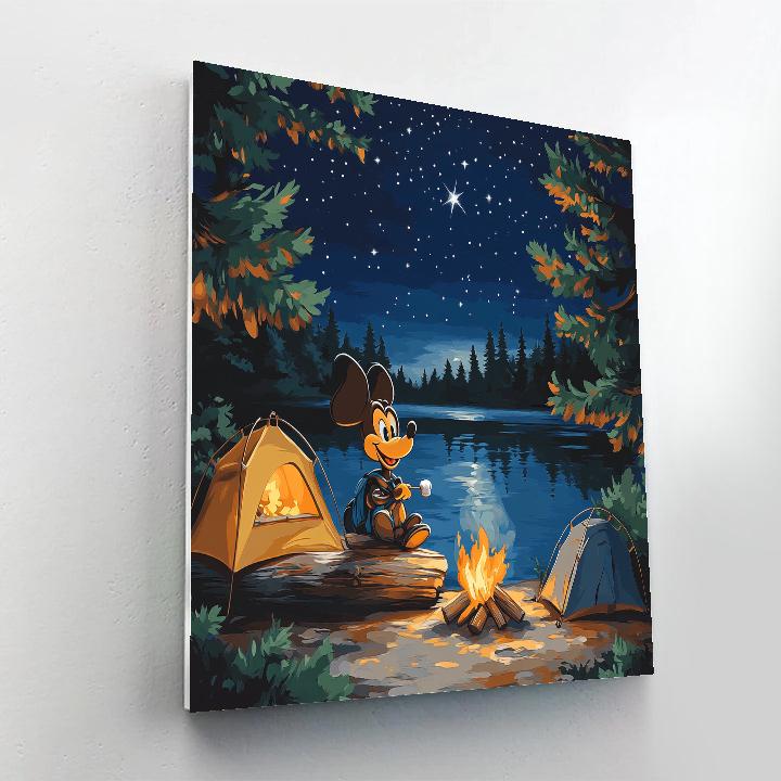 Goofy Lakeside Camping Marshmallow Night Disney Inspired DIY paint by numbers
