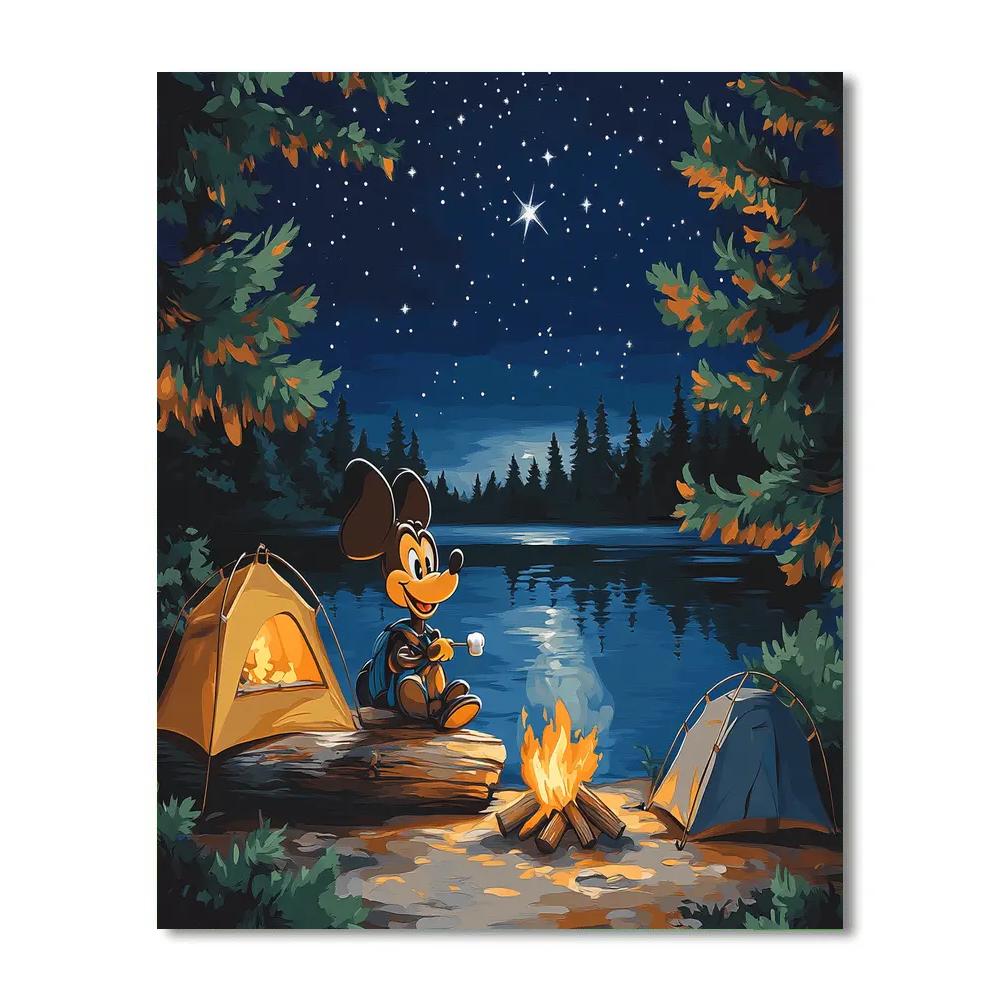 Goofy Lakeside Camping Marshmallow Night Disney Inspired DIY paint by numbers