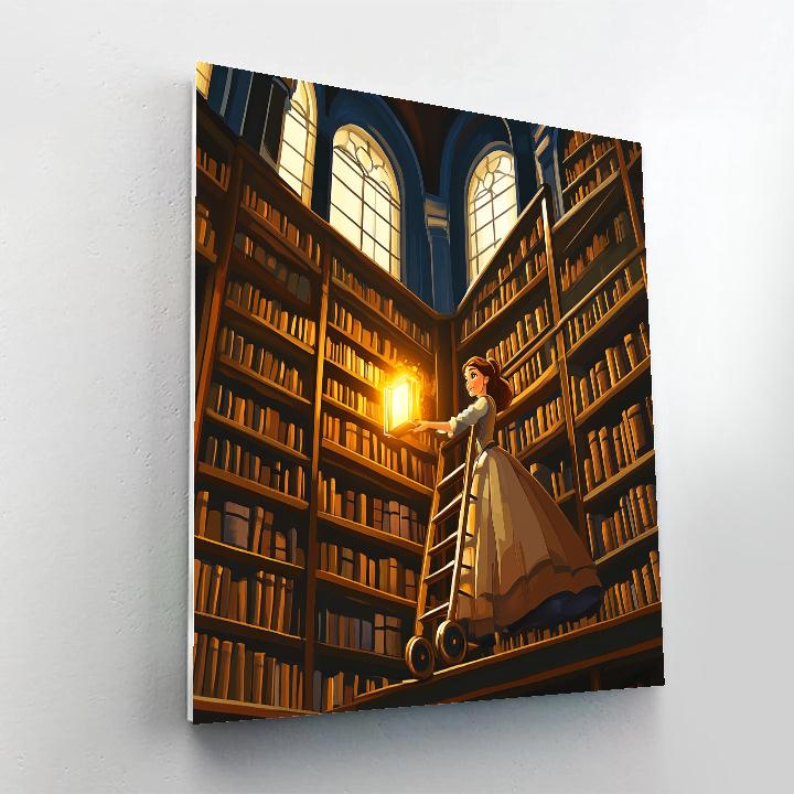 Belle Enchanted Library Discovery Disney Inspired DIY paint by numbers