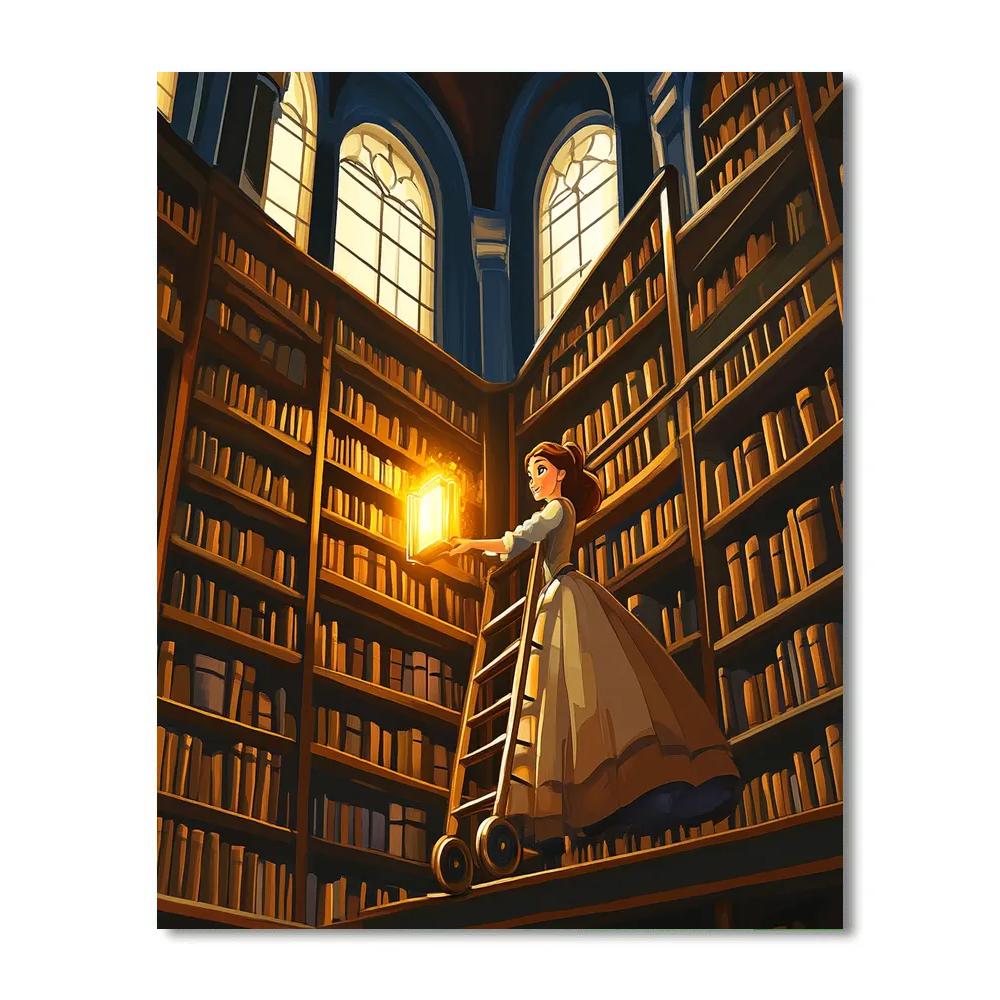 Belle Enchanted Library Discovery Disney Inspired DIY paint by numbers