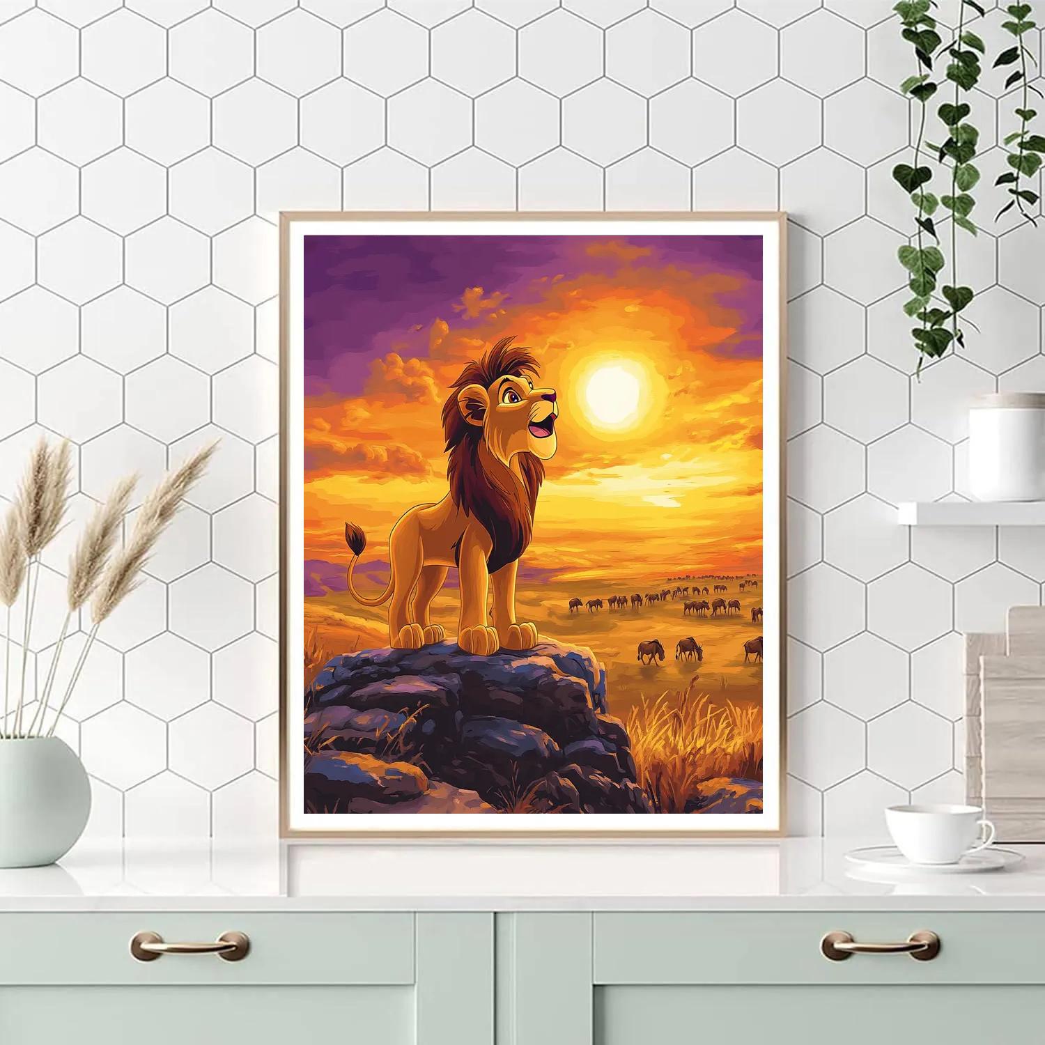Simba Sunrise Pride Rock Roar Disney Inspired Paint by numbers art