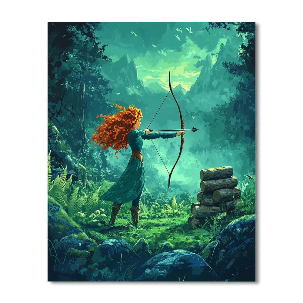 Merida Highland Forest Archery Challenge Disney Inspired painting number kit