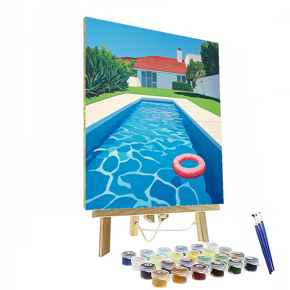 David Hockney Inspired Bright Swimming Pool painting number kit