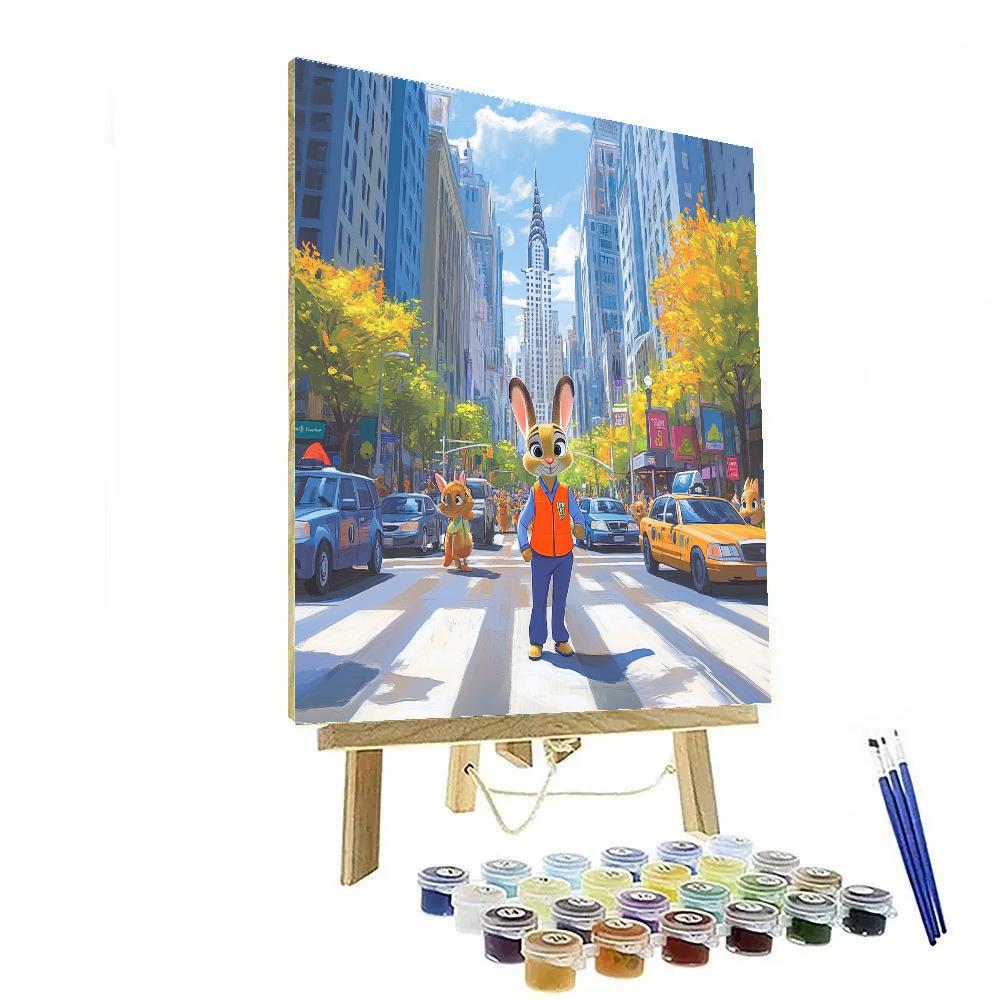 Judy Hopps City Crosswalk Patrol Disney Inspired Painting by numbers kit