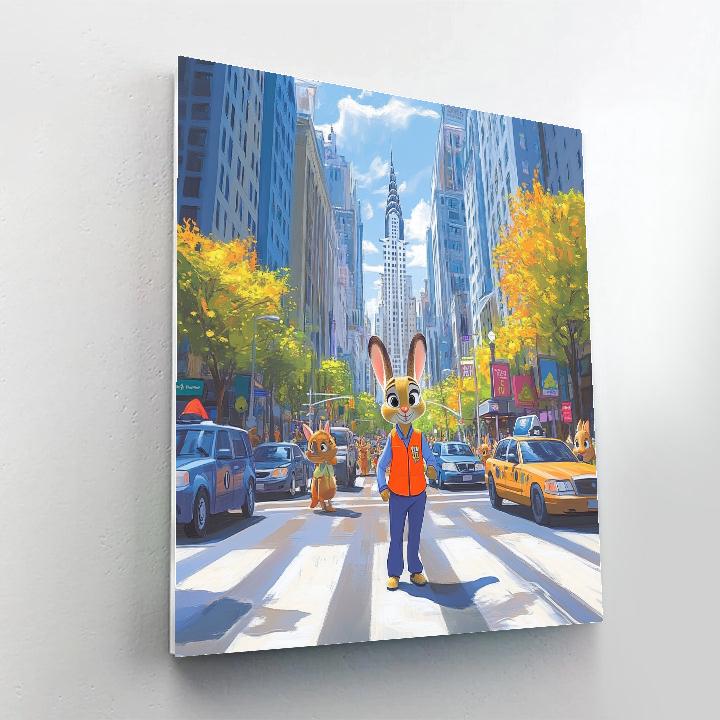 Judy Hopps City Crosswalk Patrol Disney Inspired Painting by numbers kit