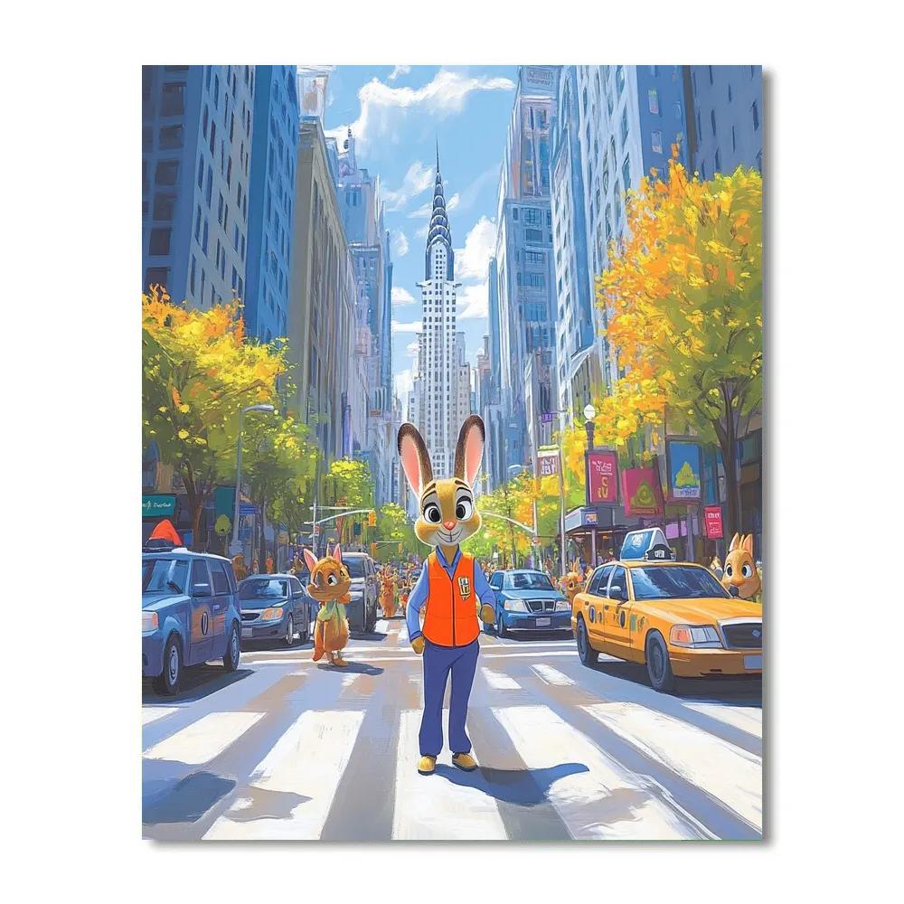 Judy Hopps City Crosswalk Patrol Disney Inspired Painting by numbers kit