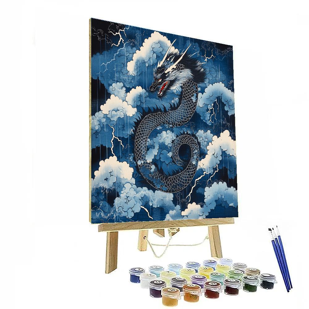 Hokusai Inspired Dragon Among Storm Clouds Paint by numbers kits