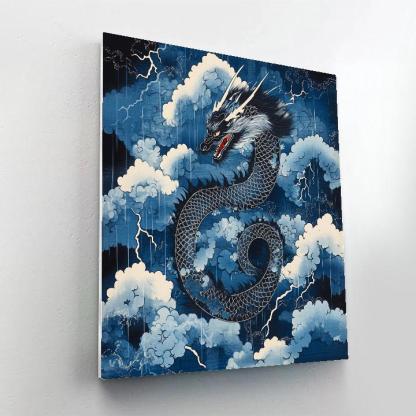Hokusai Inspired Dragon Among Storm Clouds Paint by numbers kits
