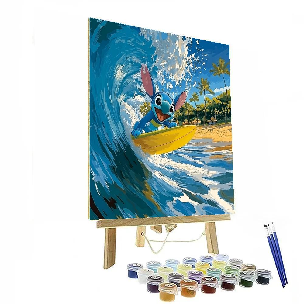 Stitch Tropical Surf Splash Disney Inspired painting number kit