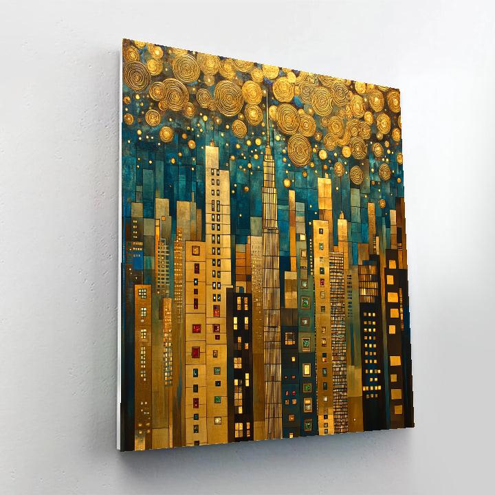 Gustav Klimt Inspired Golden City Skyline paint by numbers