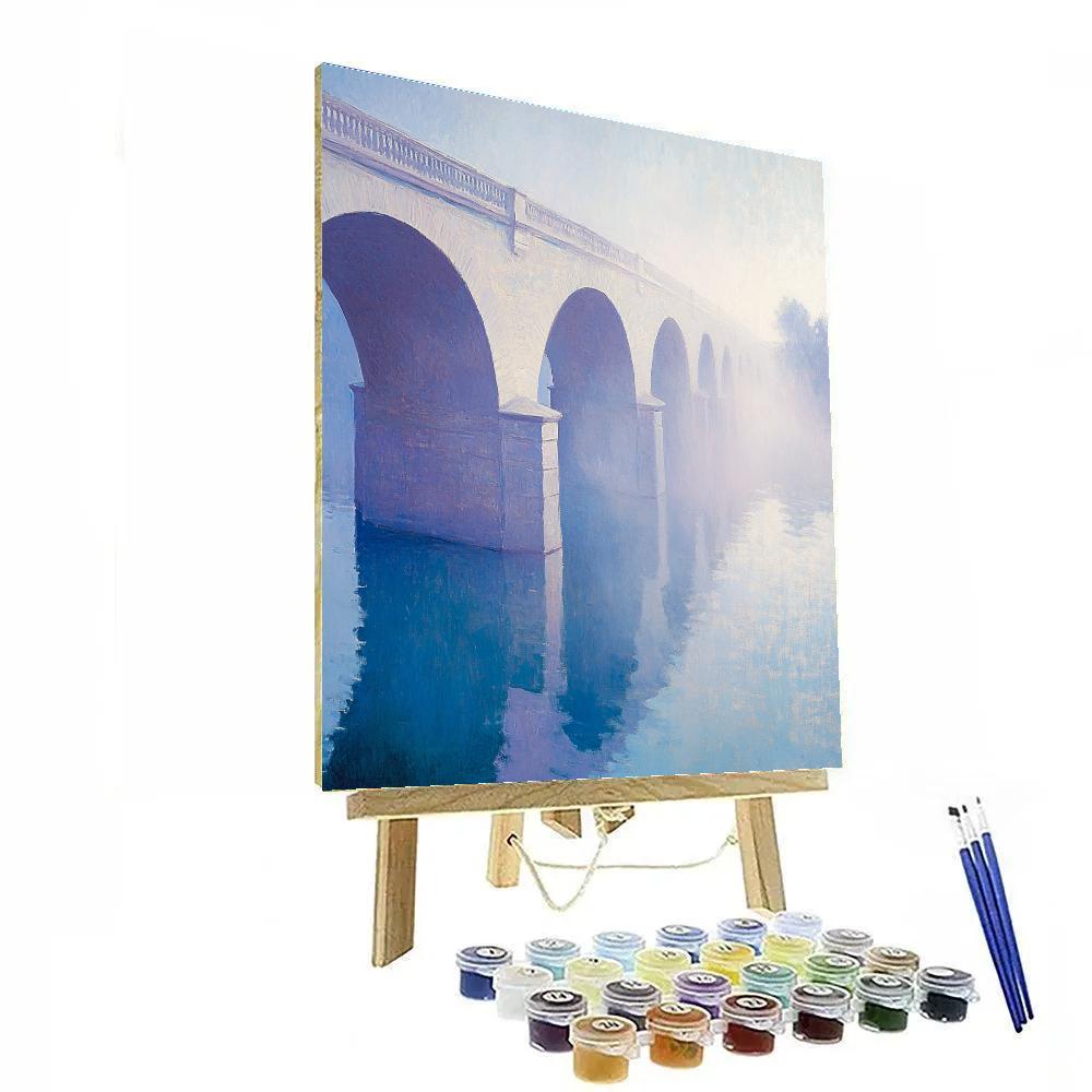 Monet Inspired Foggy River Bridge paint by numbers
