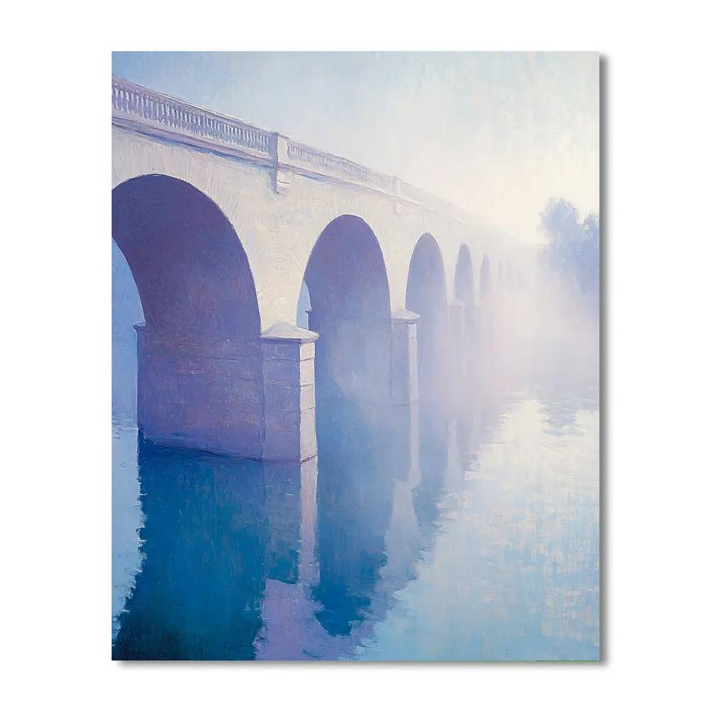 Monet Inspired Foggy River Bridge paint by numbers
