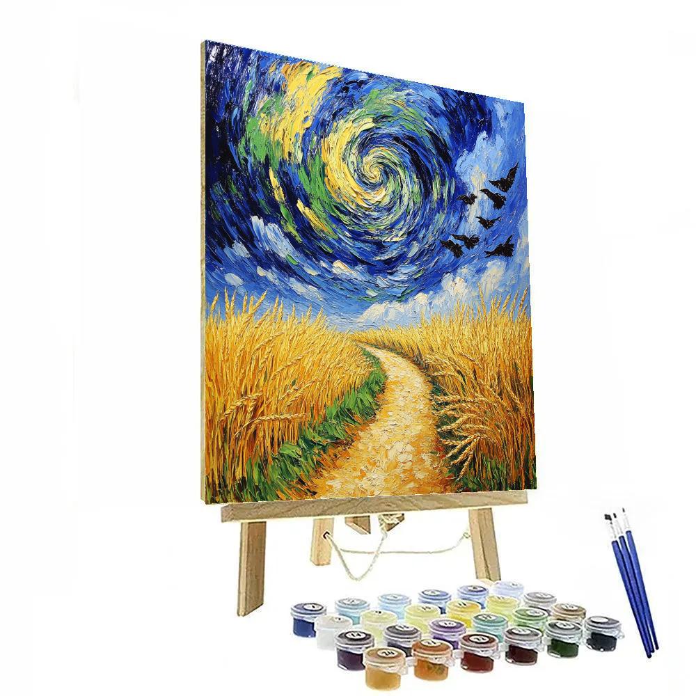 Van Gogh Inspired Stormy Wheatfield Road Number painting
