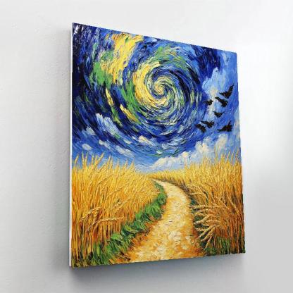 Van Gogh Inspired Stormy Wheatfield Road Number painting
