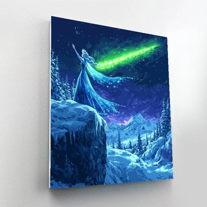 Elsa Frosted Mountain Aurora Sky Disney Inspired paint by color