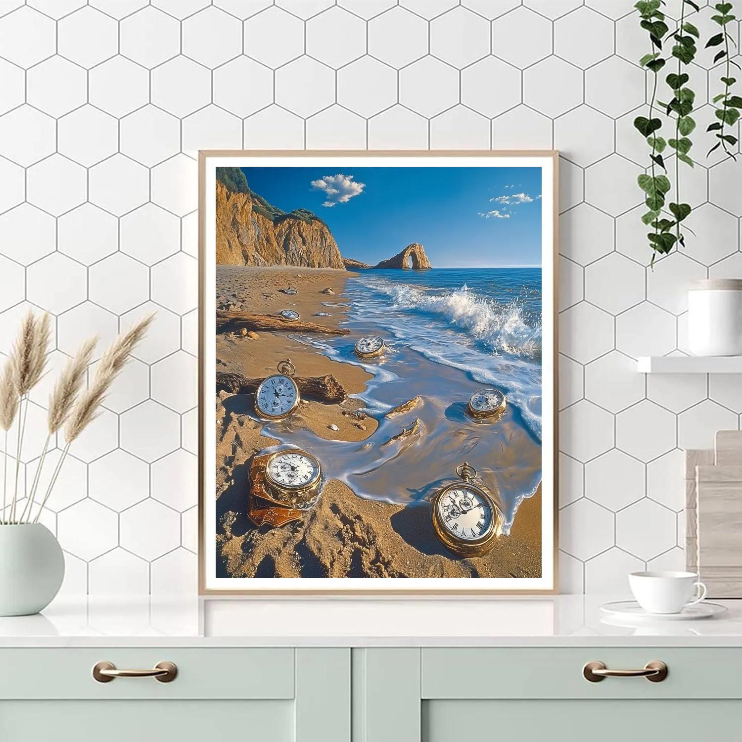 Salvador Dali Inspired Timepiece Ocean Shore paint by numbers