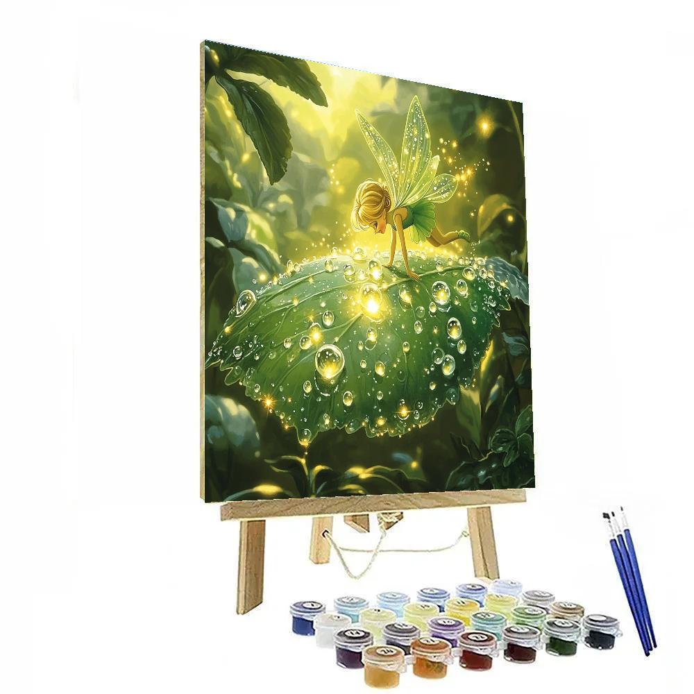 Tinker Bell Dewdrop Leaf Landing Disney Inspired Number painting