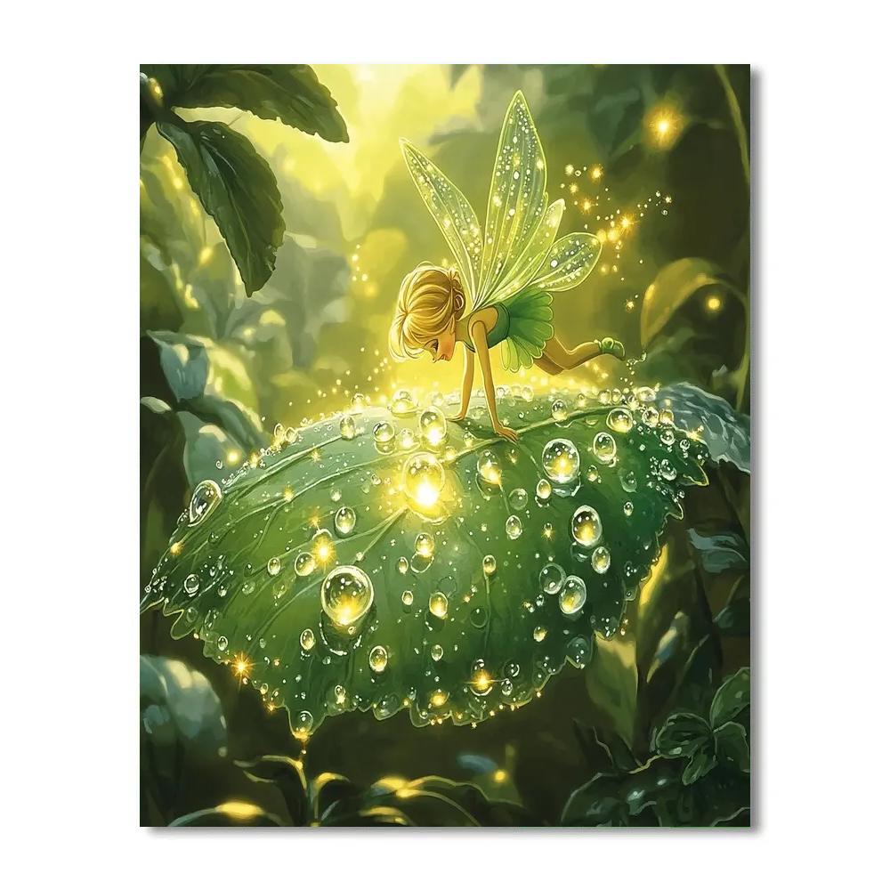 Tinker Bell Dewdrop Leaf Landing Disney Inspired Number painting