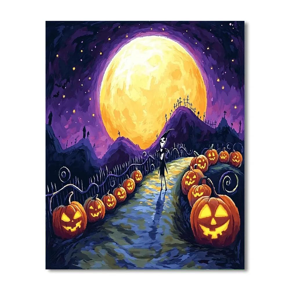 Jack Skellington Pumpkin Moon Walk Disney Inspired Numbered painting kits