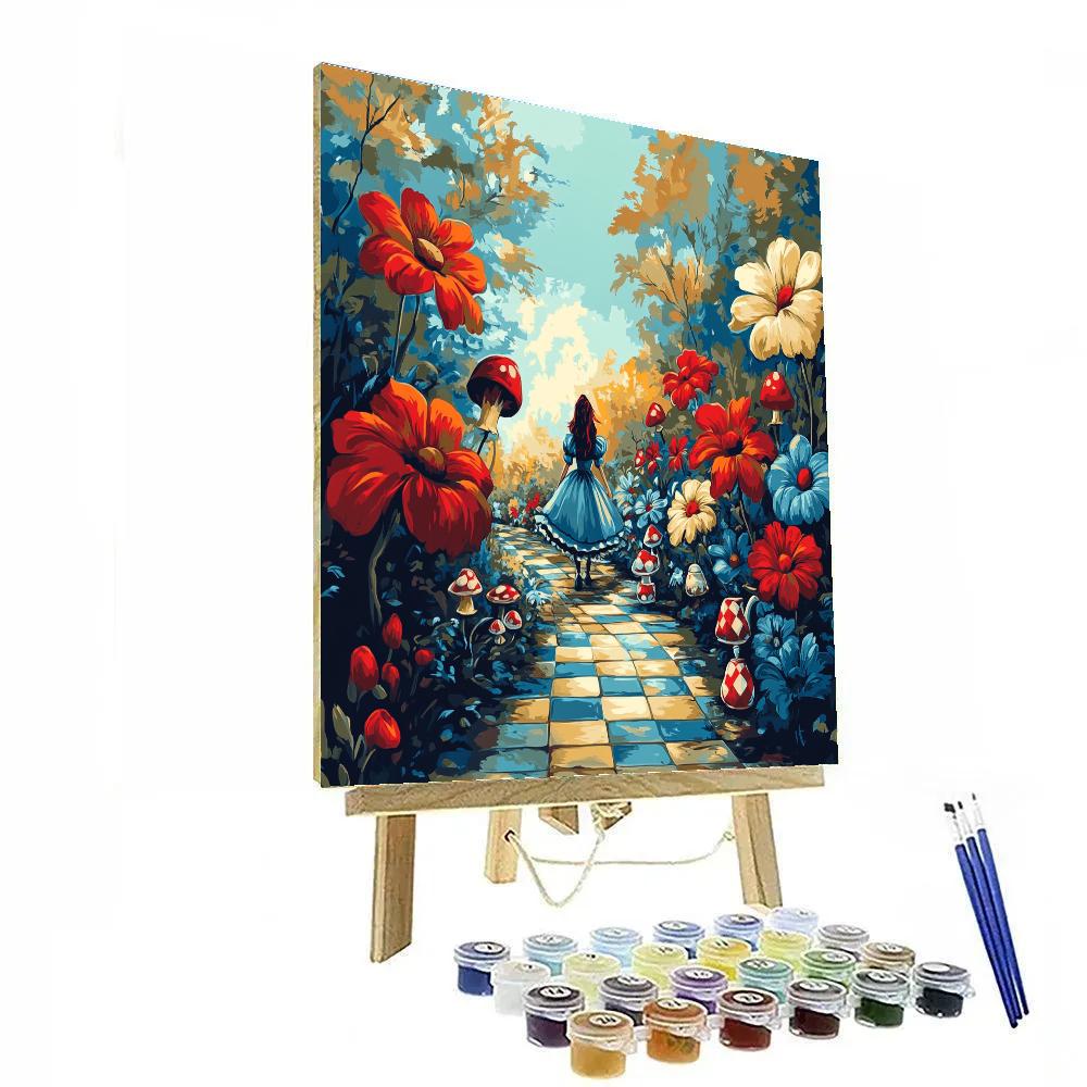 Alice Curious Flower Path Wander Disney Inspired paint by number