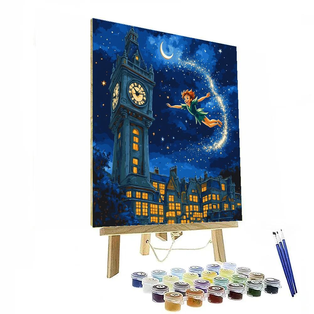 Peter Pan Clock Tower Sky Glide Disney Inspired Number painting