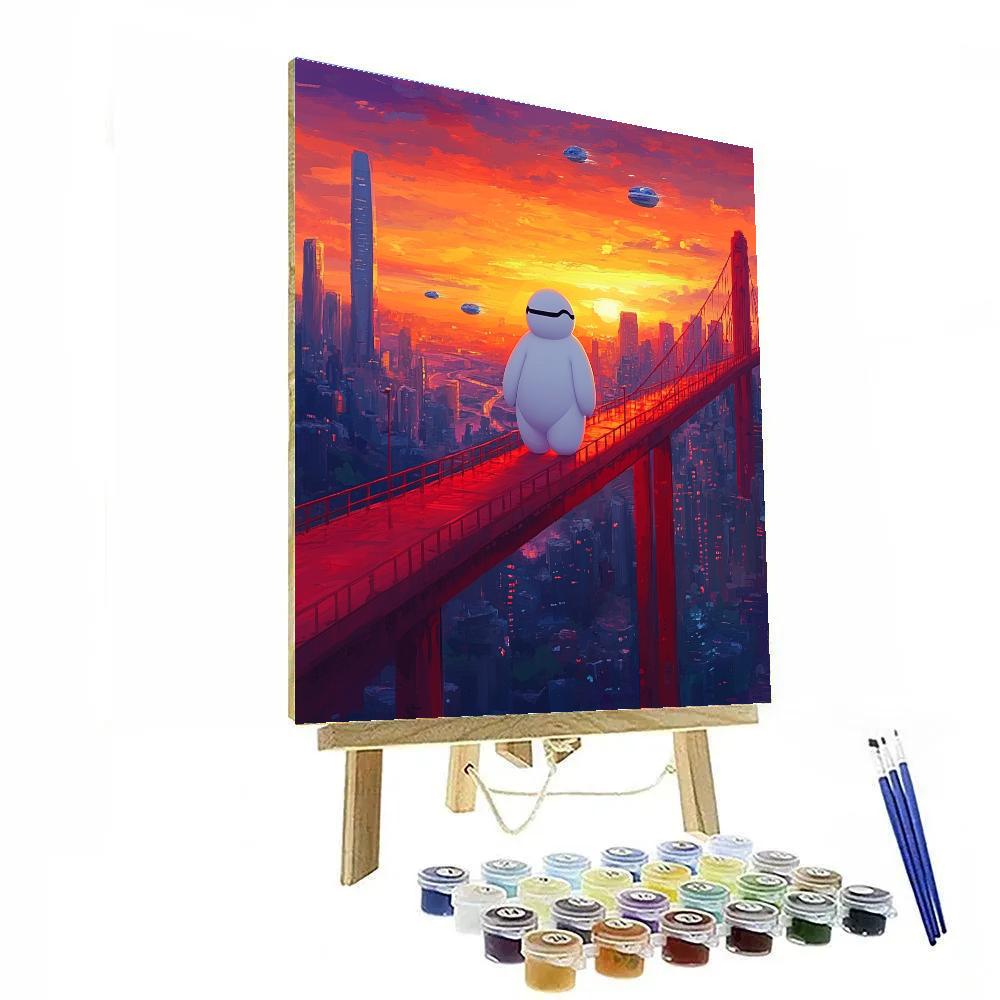 Baymax San Fransokyo Sky Bridge Stroll Disney Inspired paint by number