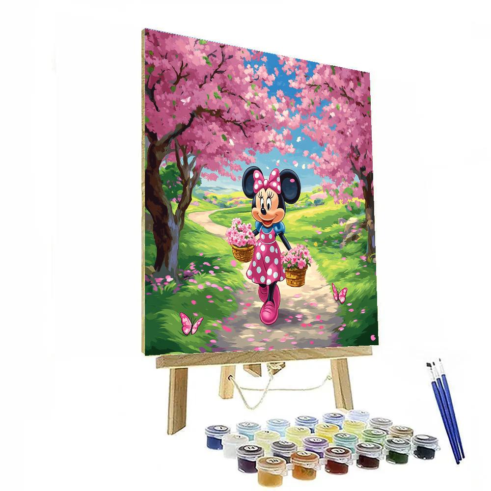 Minnie Mouse Cherry Blossom Stroll Disney Inspired painting number kit