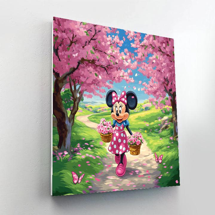 Minnie Mouse Cherry Blossom Stroll Disney Inspired painting number kit