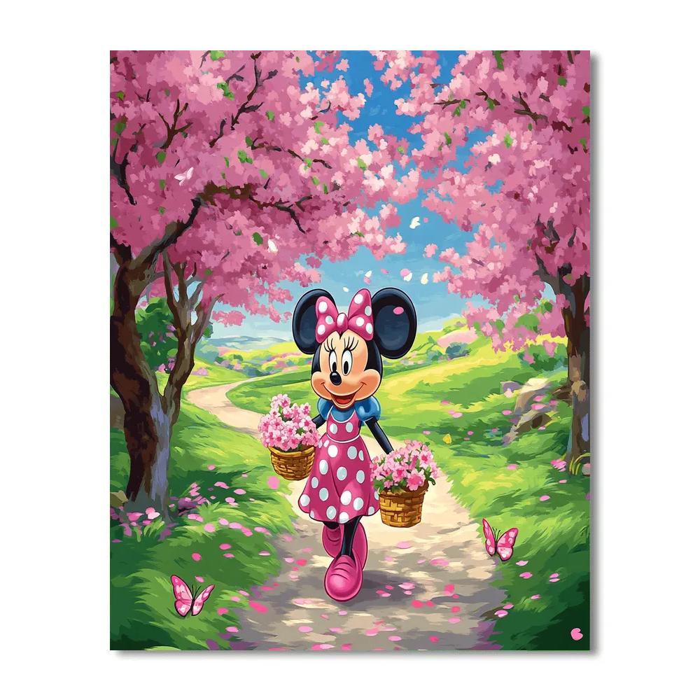 Minnie Mouse Cherry Blossom Stroll Disney Inspired painting number kit