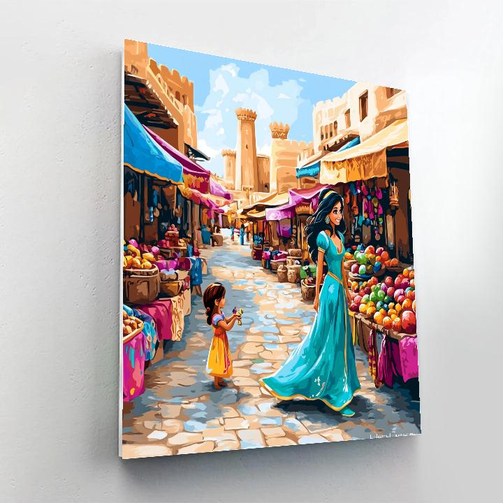 Princess Jasmine Desert Market Wonders Disney Inspired paint by color