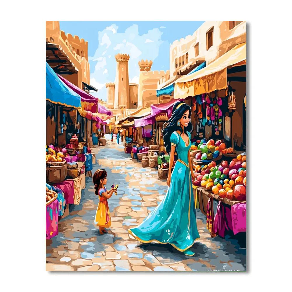 Princess Jasmine Desert Market Wonders Disney Inspired paint by color