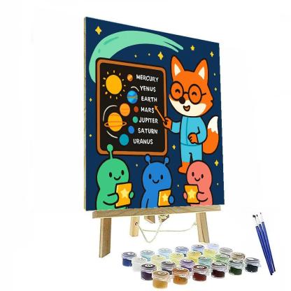 Comet Classroom With The Space Fox Teacher Paint by numbers art
