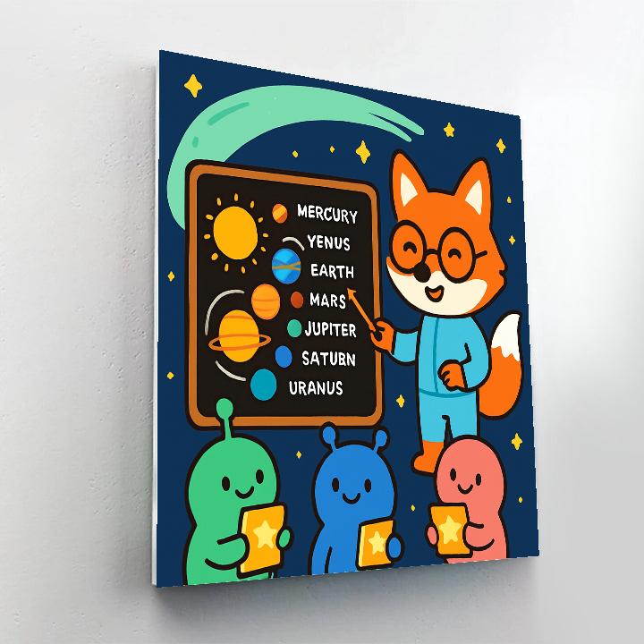 Comet Classroom With The Space Fox Teacher Paint by numbers art