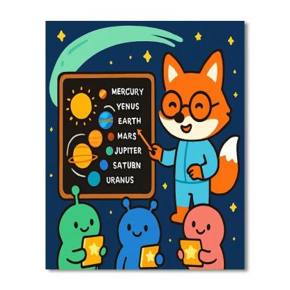 Comet Classroom With The Space Fox Teacher Paint by numbers art