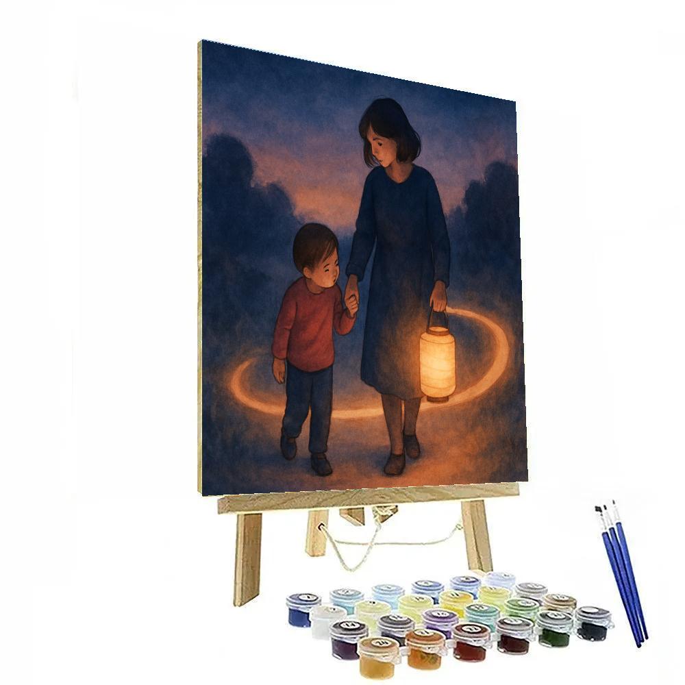Thread Of Light Mother And Child Lantern Walk Paint by numbers art