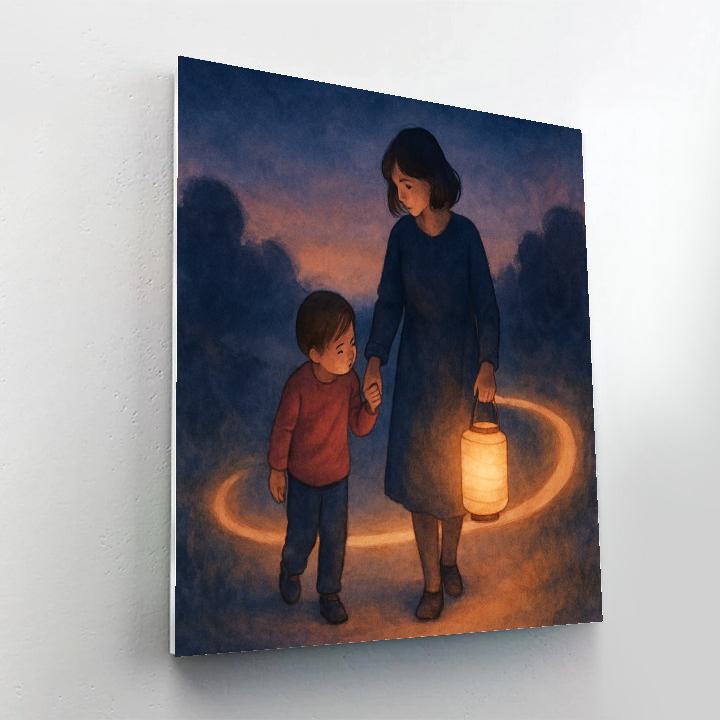 Thread Of Light Mother And Child Lantern Walk Paint by numbers art