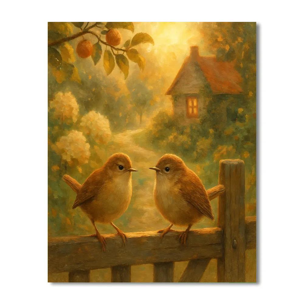 Lantern Light Wrens At The Cottage Gate Numbered painting kits