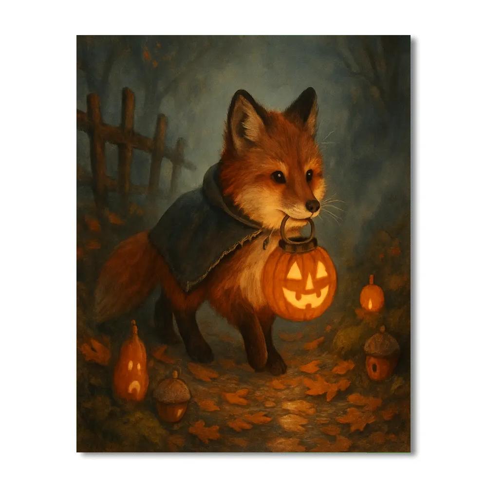 Lantern Fox In The Pumpkin Hollow DIY paint by numbers