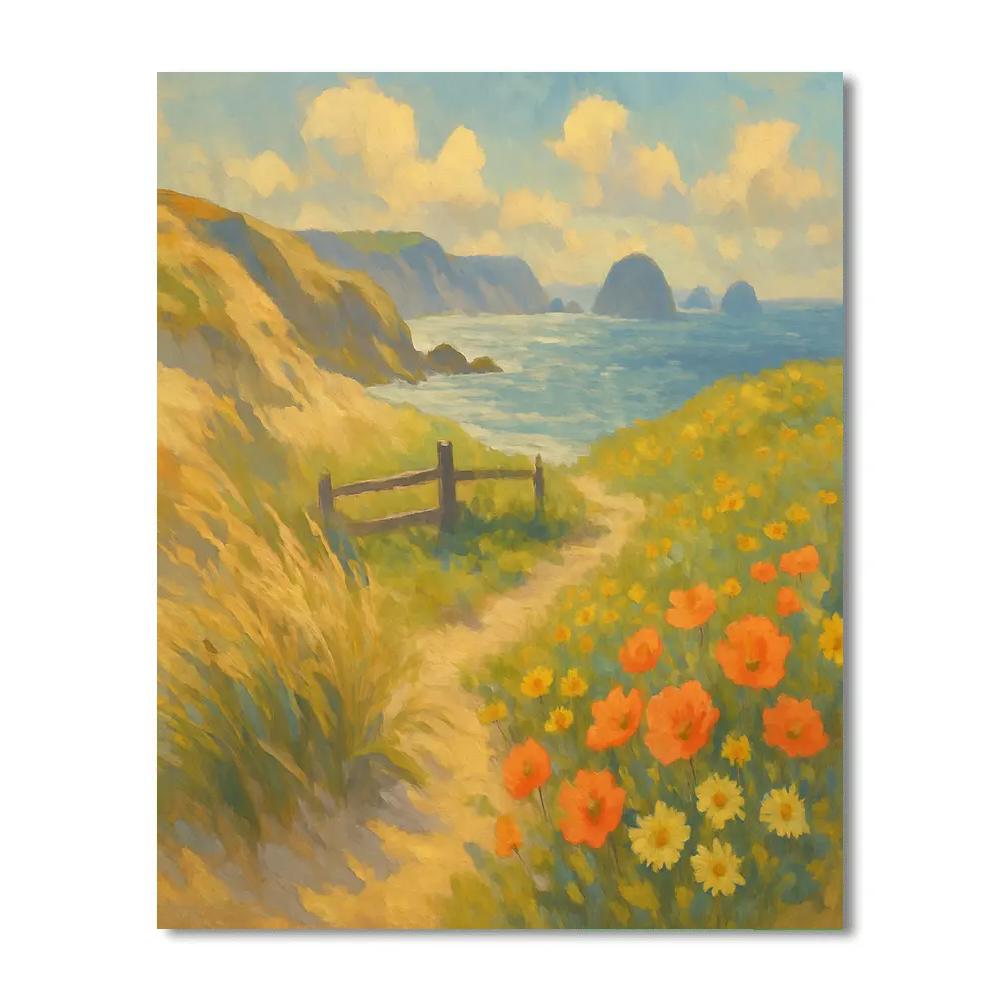 Sunlit Dunes And Wildflowers Of The Coastal Bluff Paint by numbers art