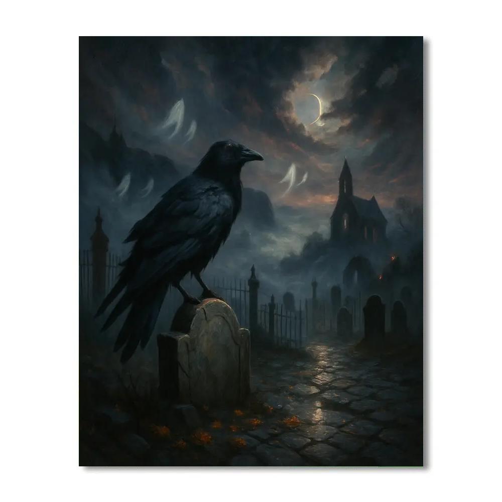 Ravenlight Cemetery Over The Tidal Mist paint by number