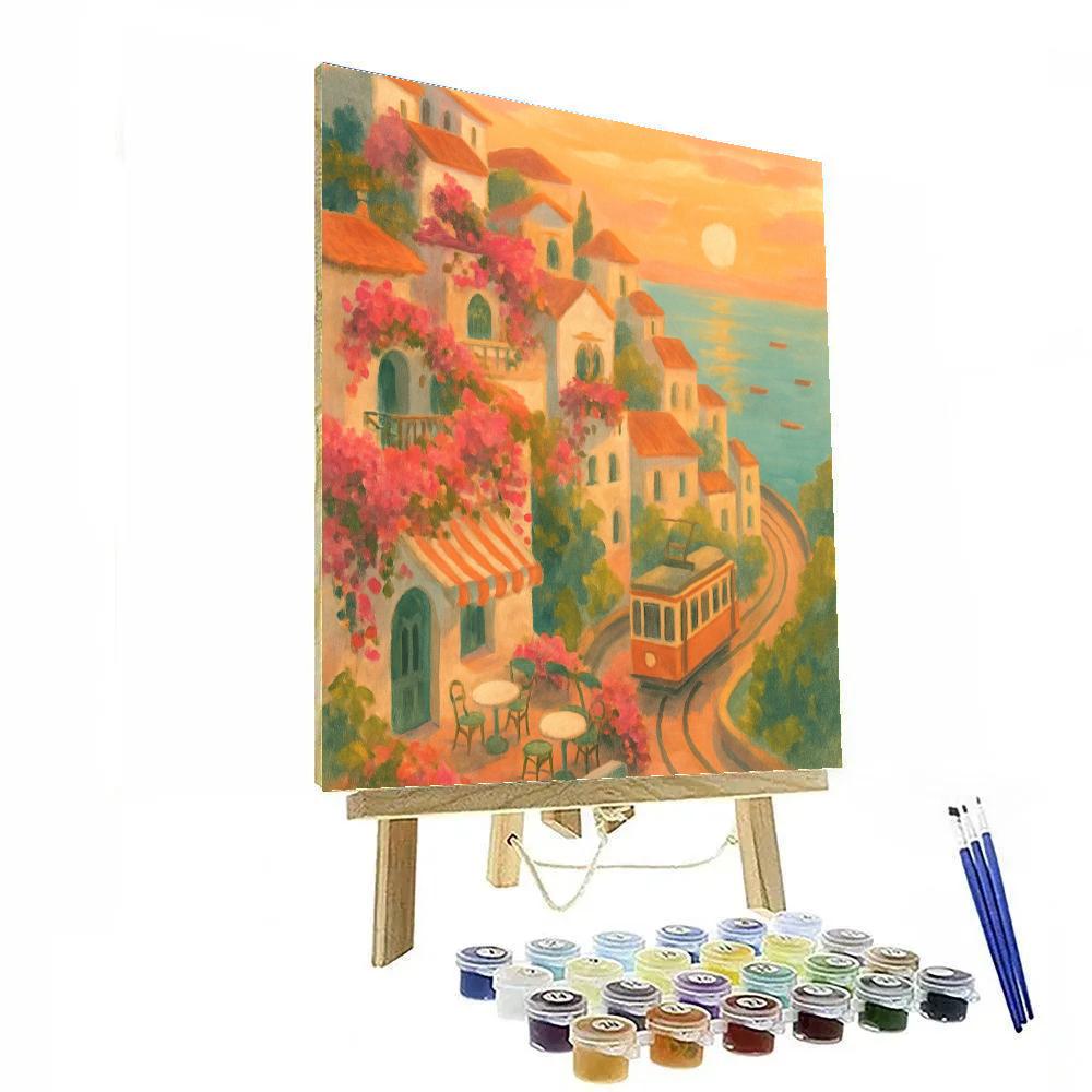 Sunlit Terraces Above The Coastal Tramway Painting by numbers kit