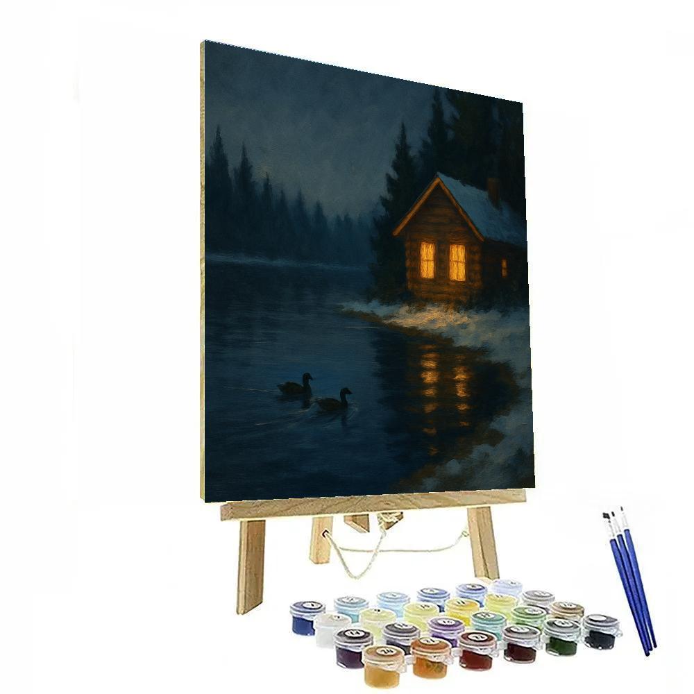 Cedar Cabin Window Glow Lagoon Numbered painting kits