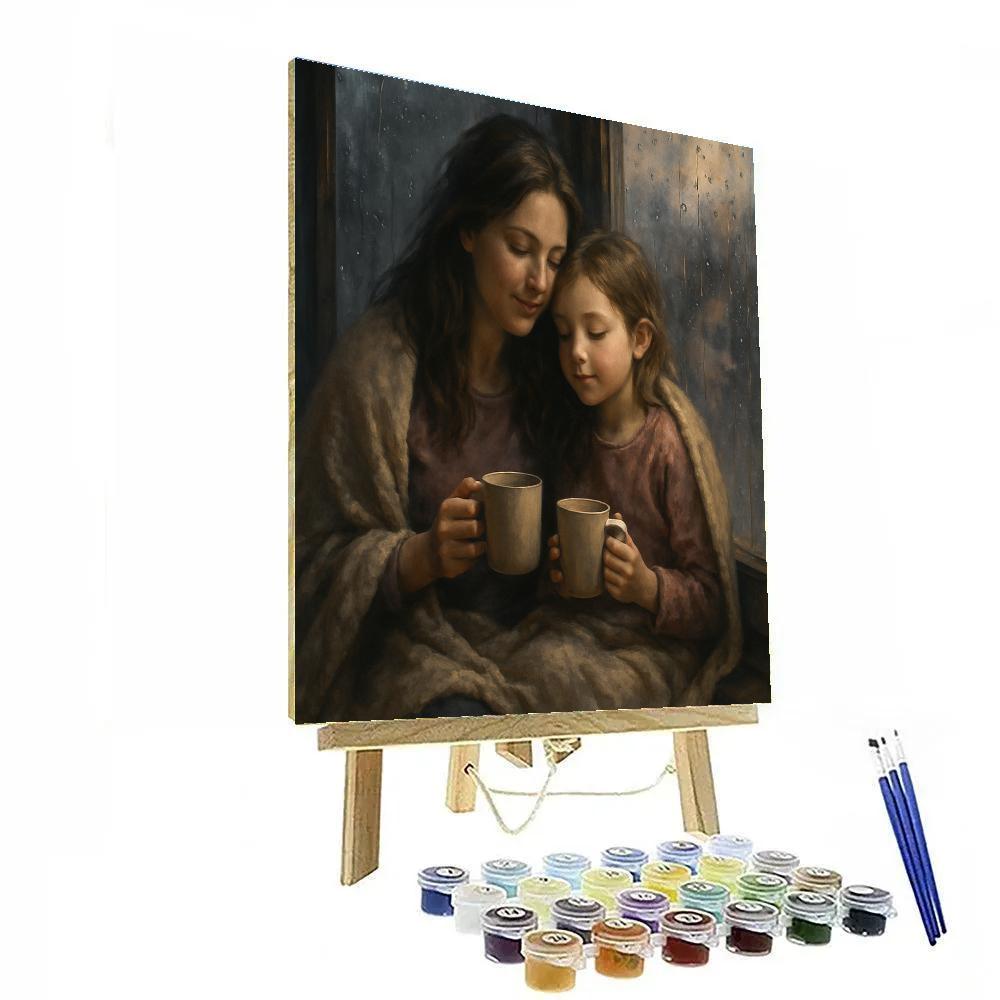 Rainy Window Tea Mother And Child Reflection Paint by numbers art