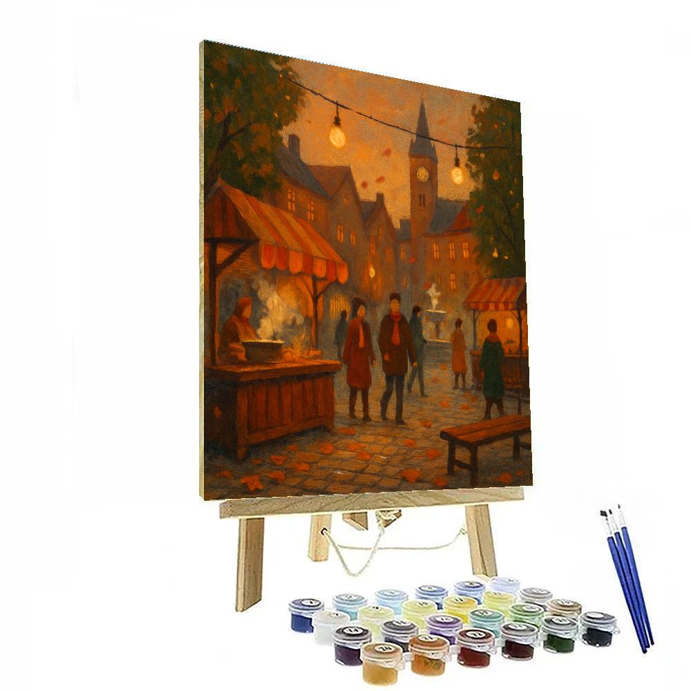 Autumn Steam Rising In The Market Square paint by number