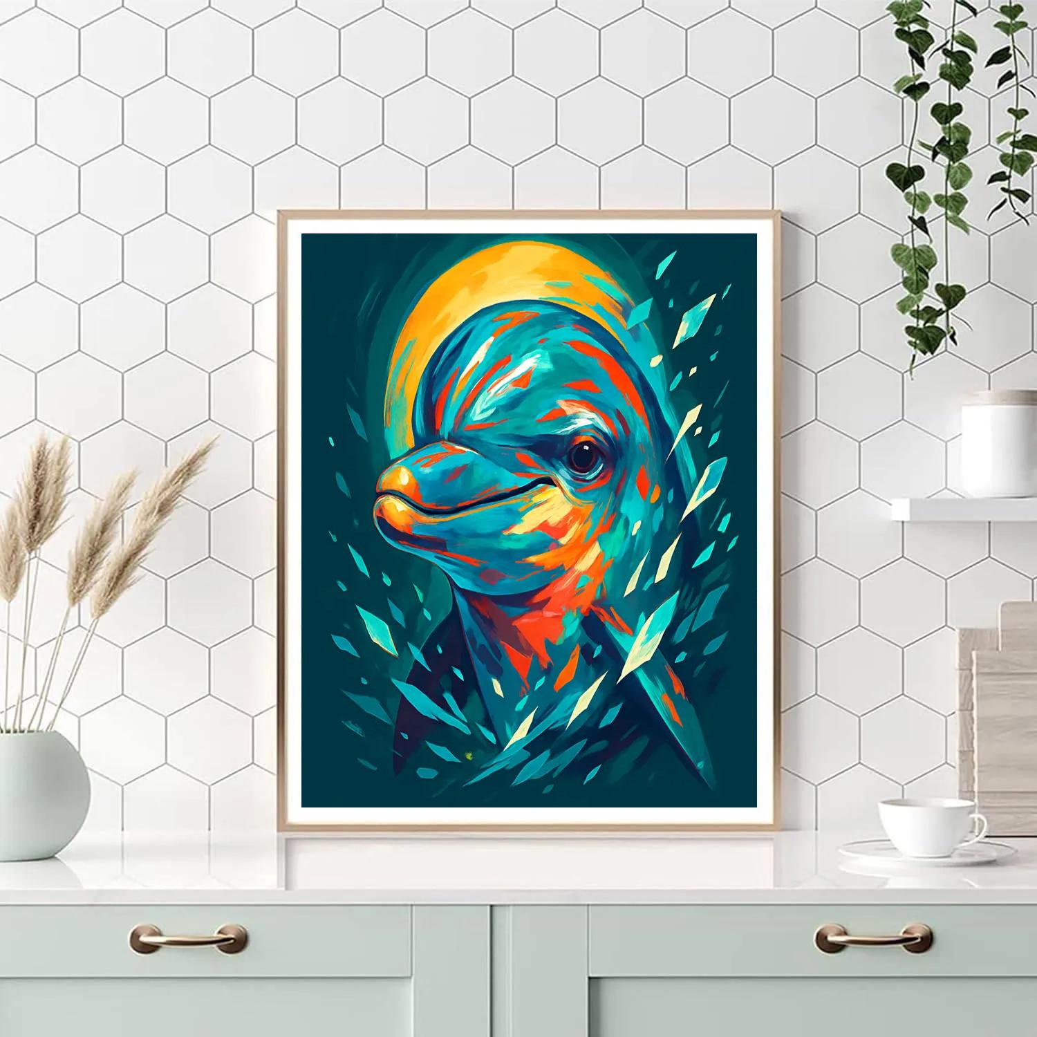 Tidal Neon Dolphin paint by numbers