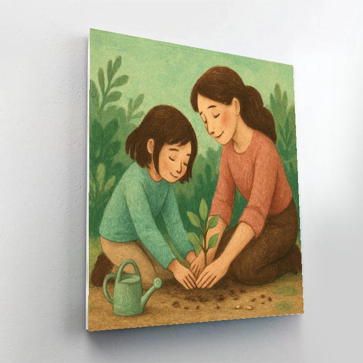 Mother And Child Planting A Memory Tree Together Number painting