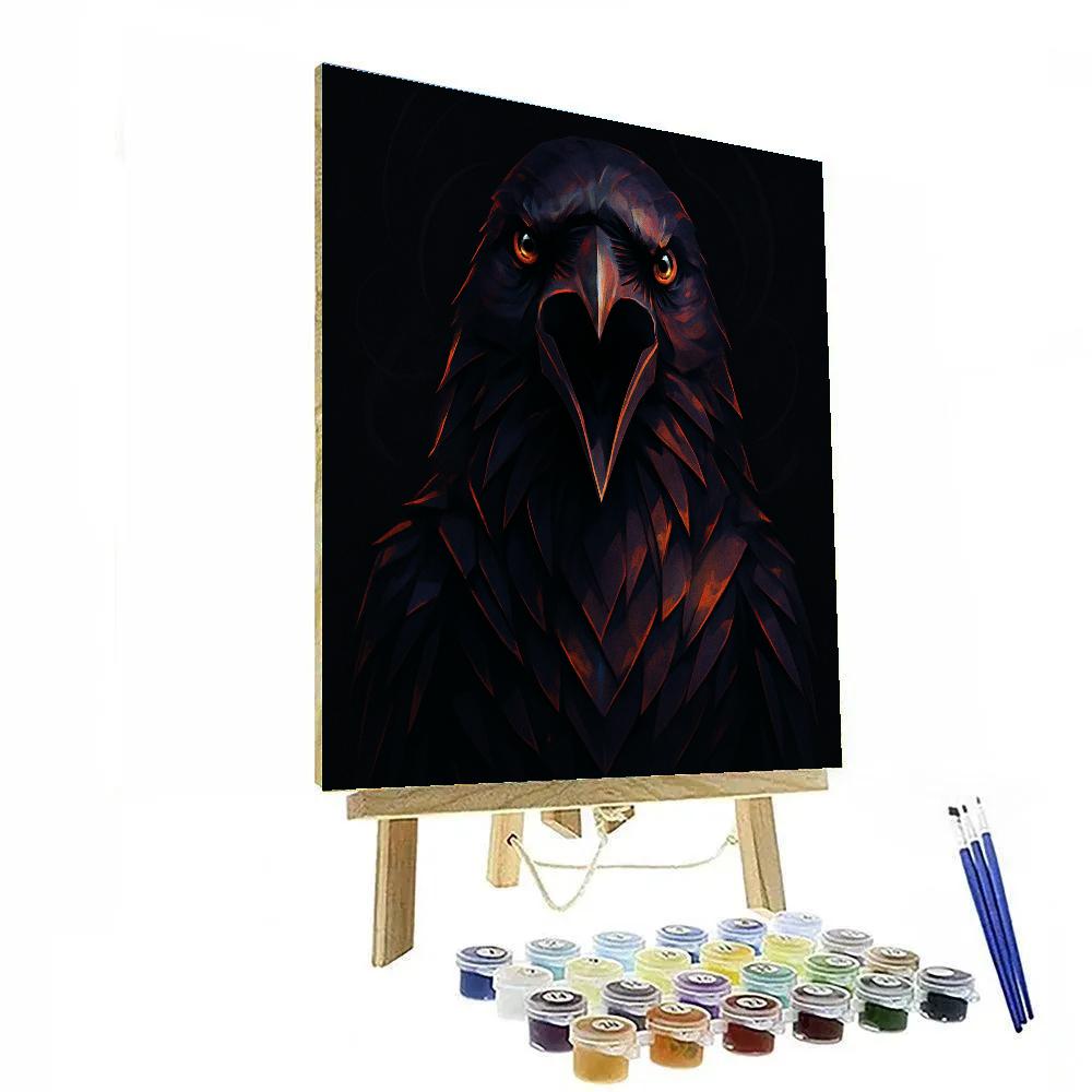 Obsidian Ember Raven Painting by numbers kit