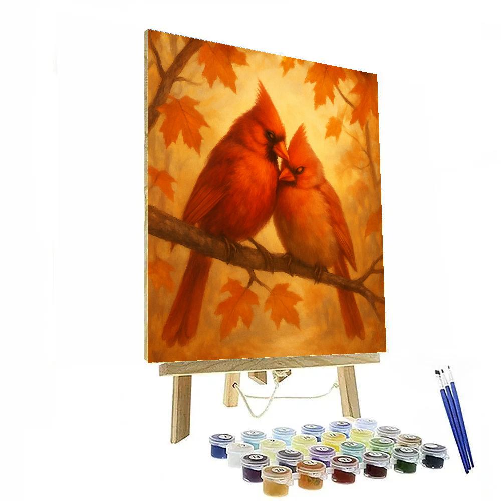 Autumn Hearth Cardinals In The Maple Glow Paint by numbers art